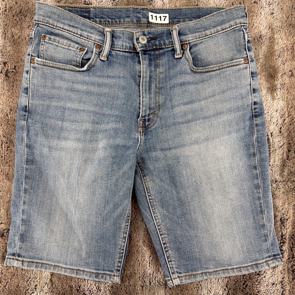 Levi's Shaping Bermuda Shorts Women 32x10 Denim Blue Stretch Pockets Zip